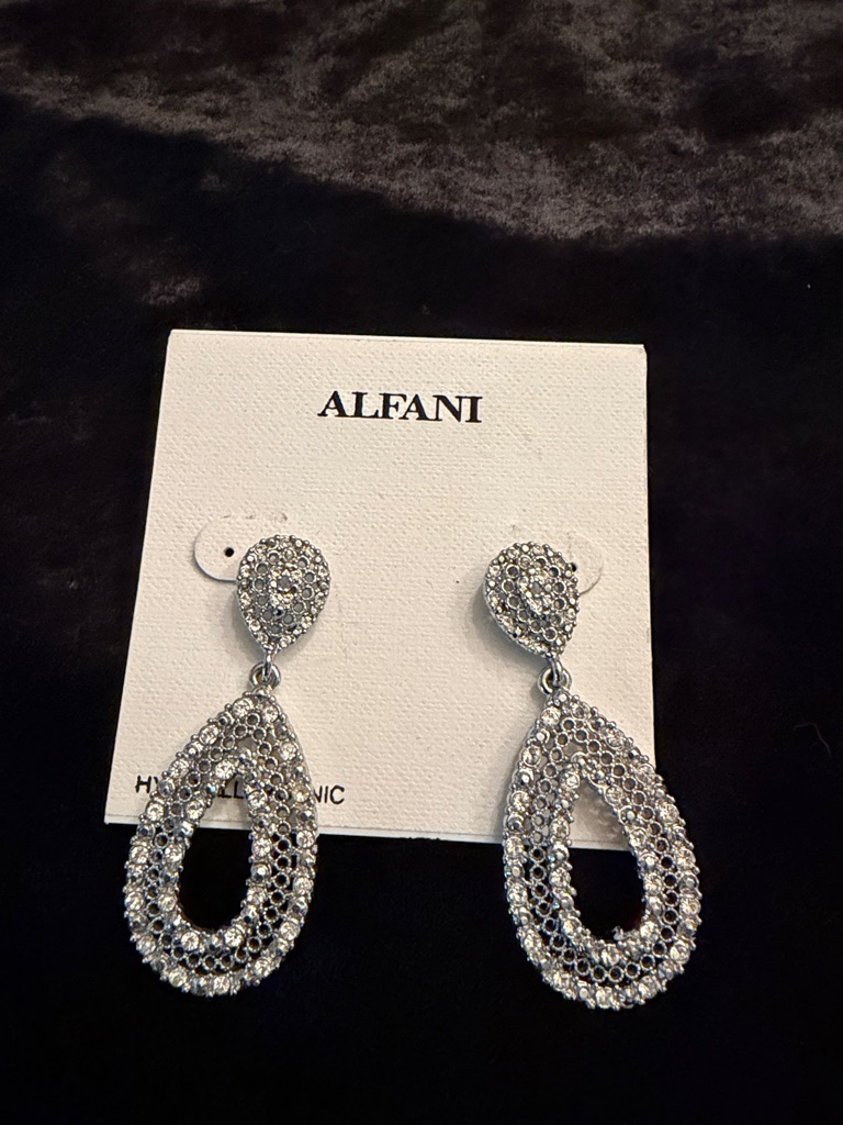 Alfani Silver-Toned Crystal Teardrop Dangle Earrings